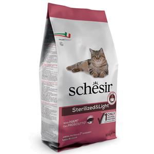 Schesir 10kg Sterilized & Light met Ham  droog kattenvoer