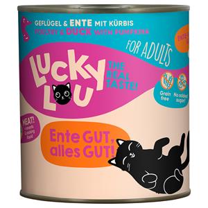 Lucky Lou 6x800g  Adult Gevogelte & Eend natvoer voor katten