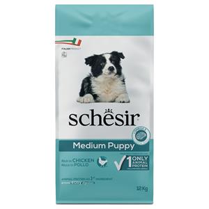 Schesir 12kg  Dog Dry Medium Puppy met kip droog hondenvoer