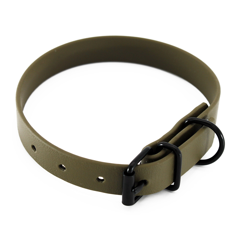 Heim halsband BioThane, olijf - 28 - 35 cm Halsomvang, B 19 mm