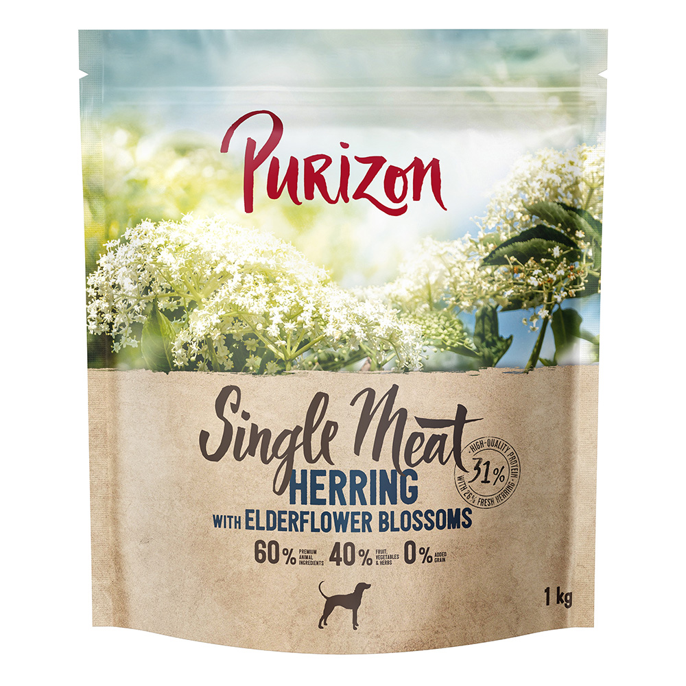 Purizon 1kg  Single Meat Haring met Vlierbloesem droogvoer voor honden