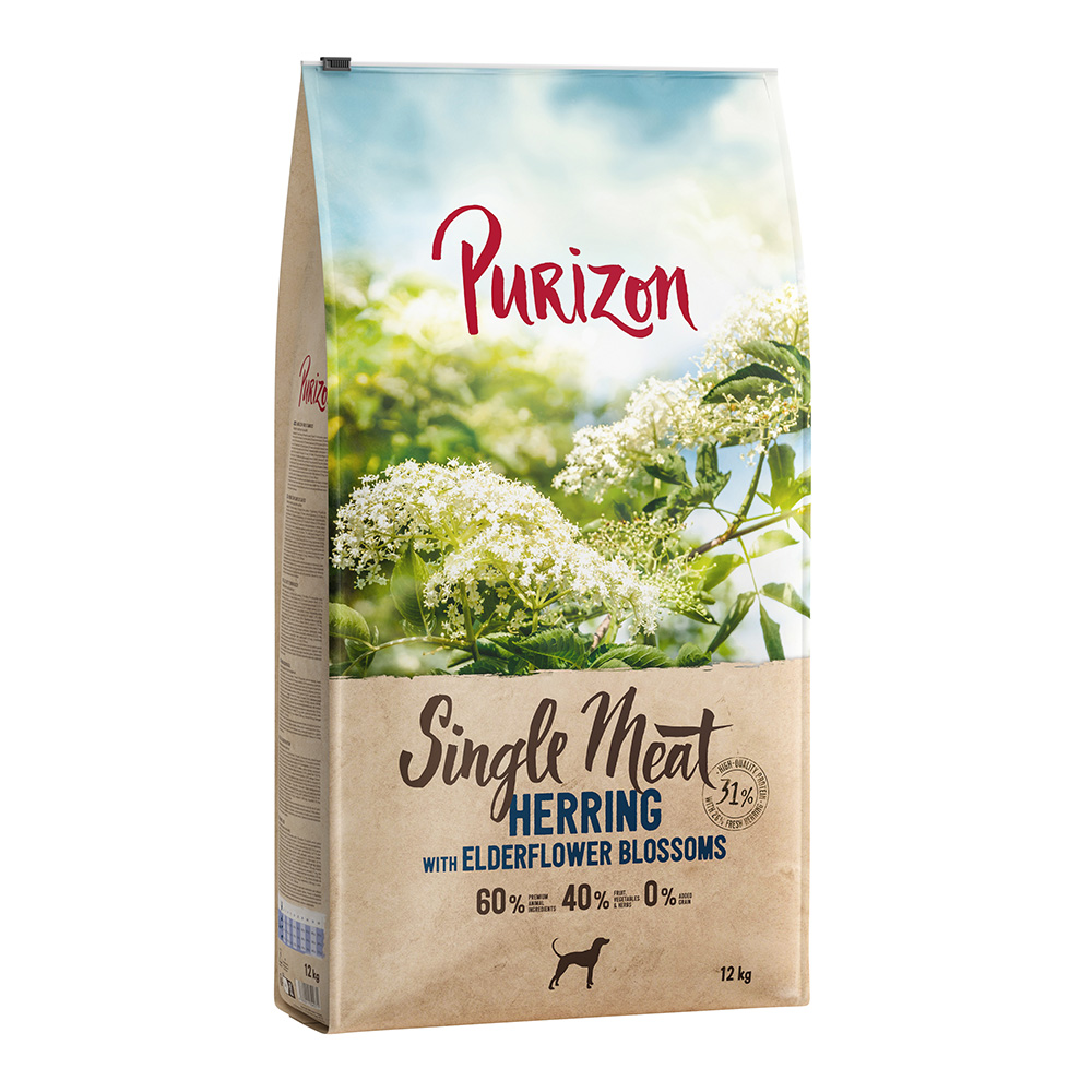 Purizon 12kg  Single Meat Haring met Vlierbloesem droogvoer voor honden