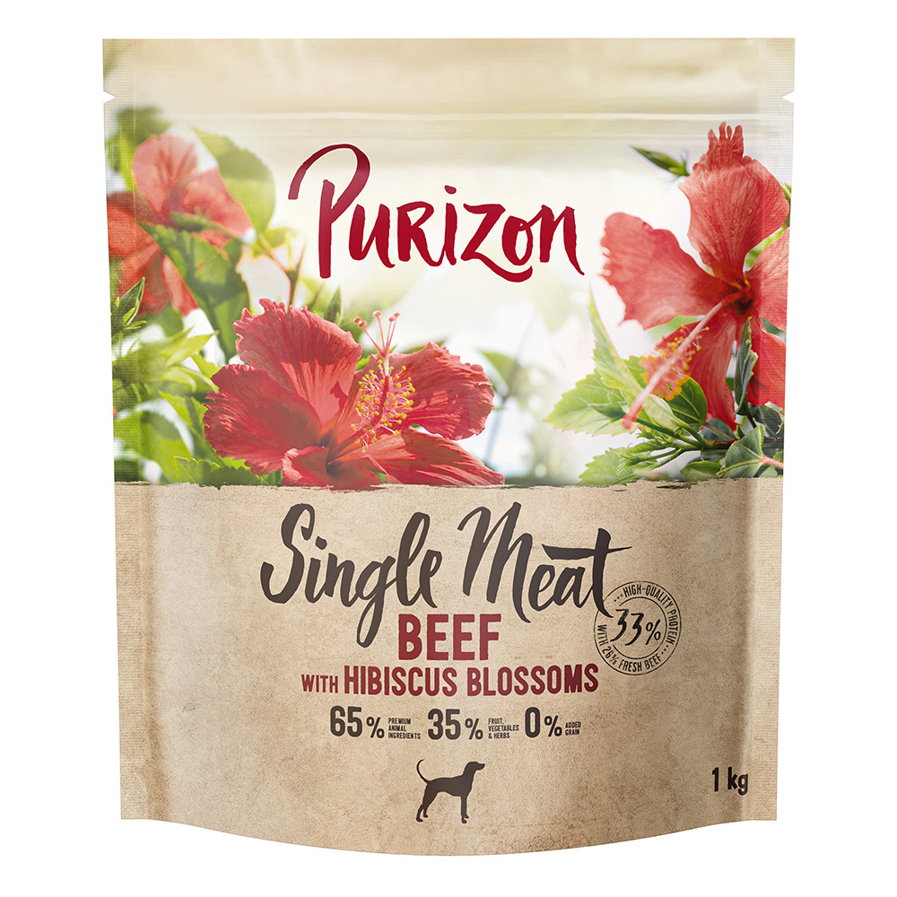 Purizon 1kg  rundvlees met hibiscus droogvoer voor honden