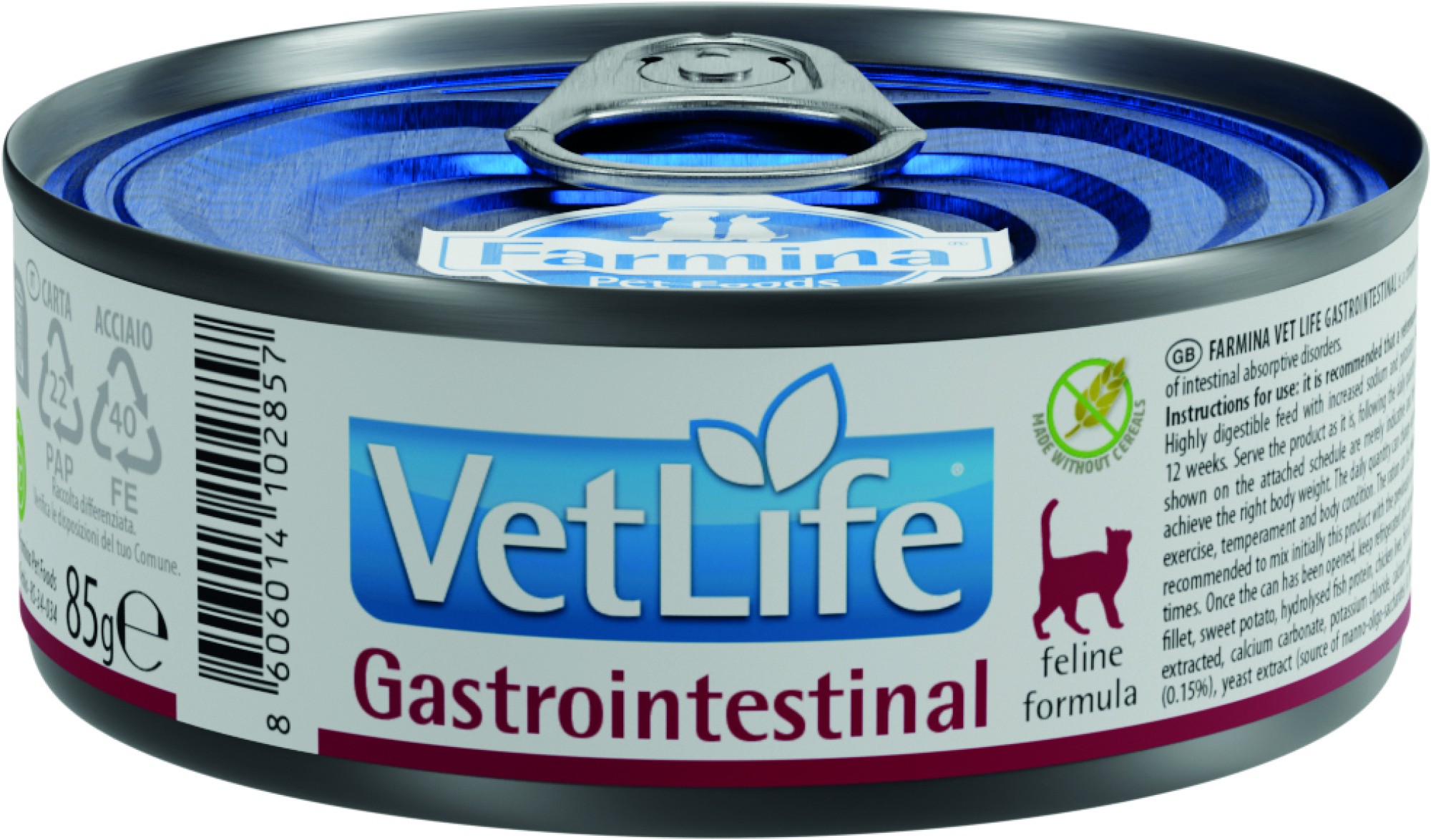 VET LIFE natvoeding voor de kat Gastrointestinal 85 gr.