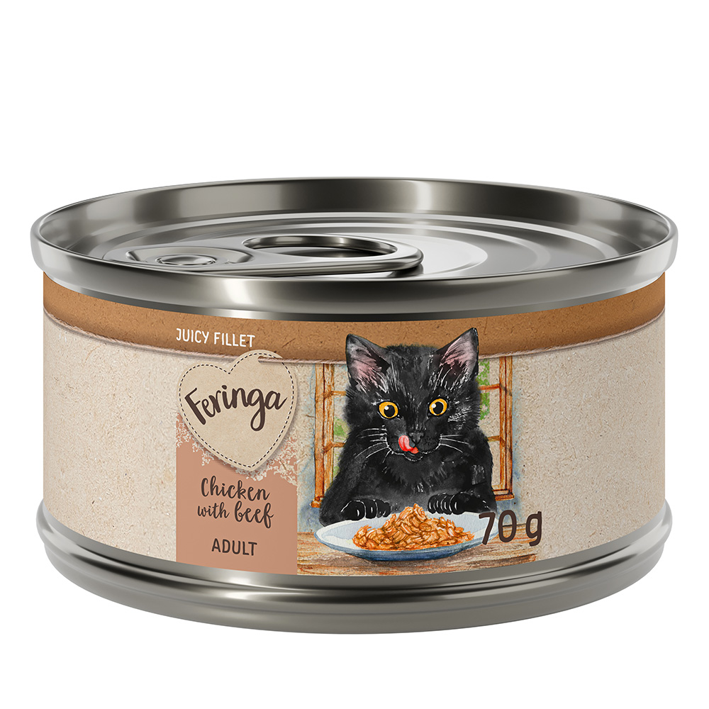 Feringa 12x70g Kip met Rund  Juicy Fillet Katten Natvoer