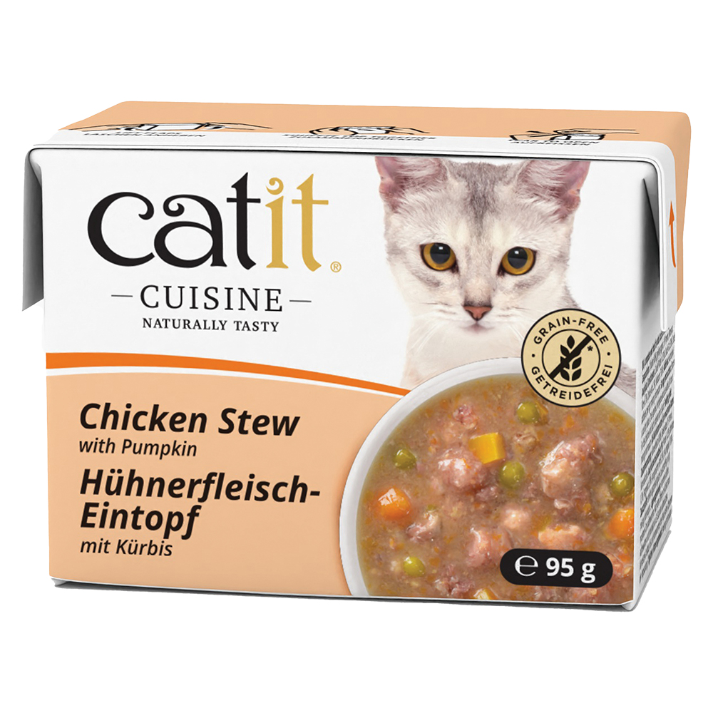 Catit 12x95g  Cuisine stoofschotel kip met pompoen natvoer voor katten