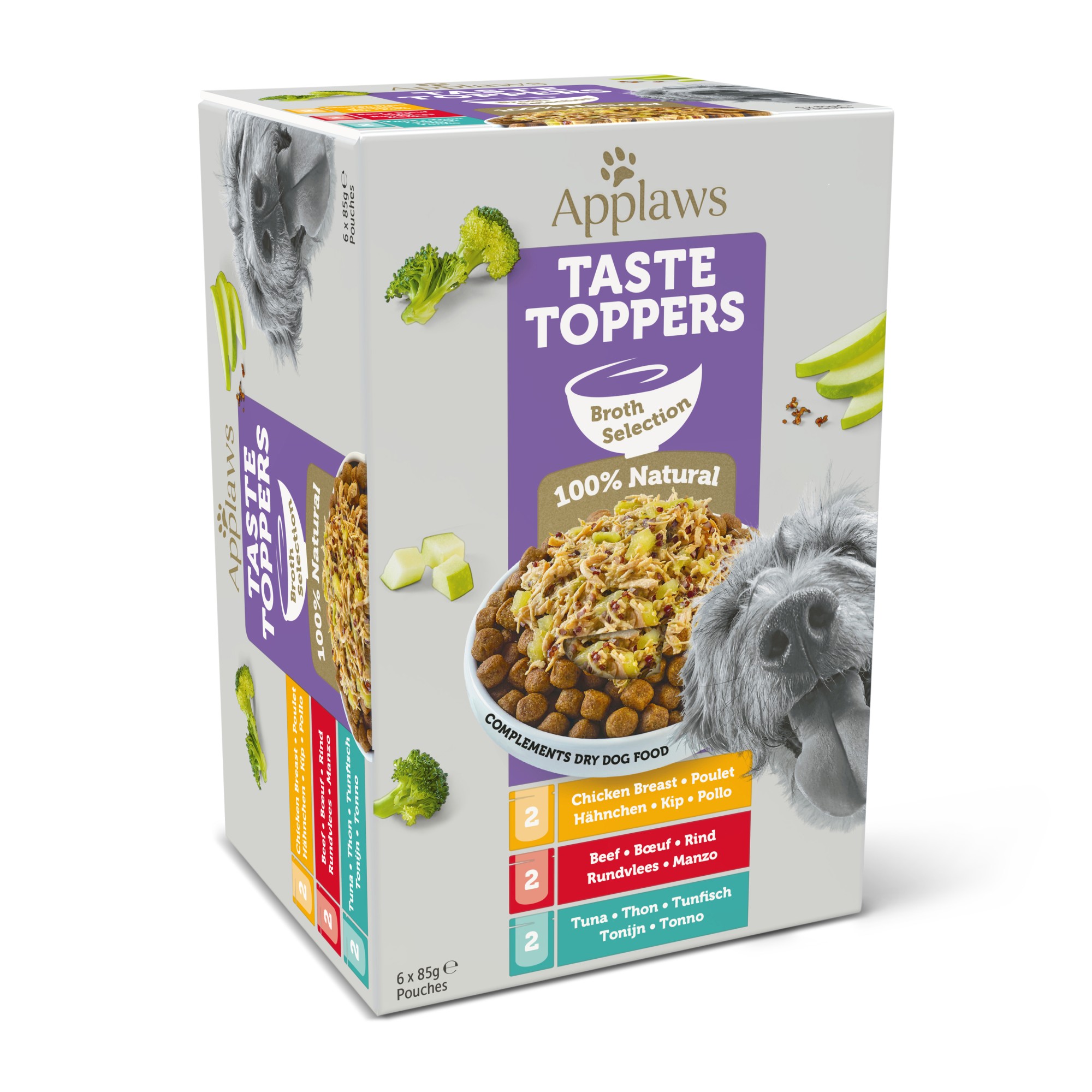 Applaws Dog Taste Toppers Multipack in bouillon 6 x 85 gr.