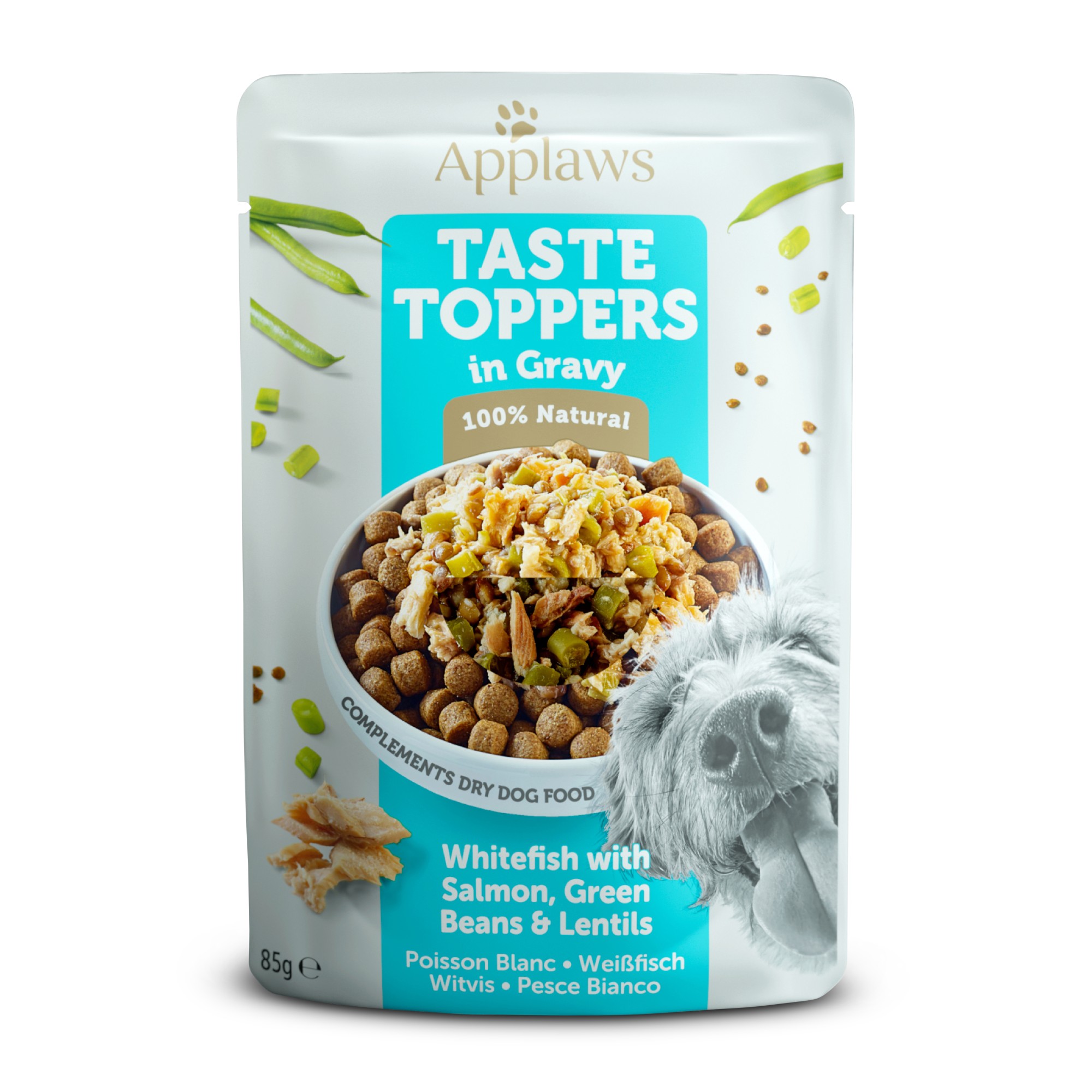 Applaws Dog Taste Toppers Witvis met zalm in jus 85 gr. - per 12 stuks