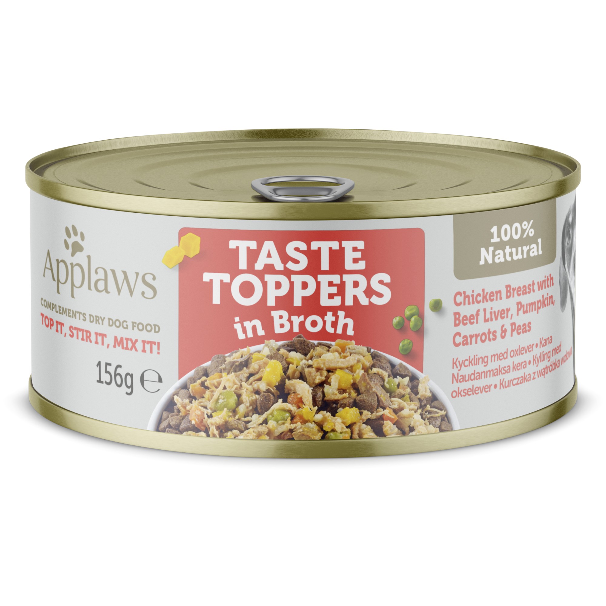 Applaws Dog Taste Toppers Kip met runderlever in bouillon 156 gr. - per 12 stuks