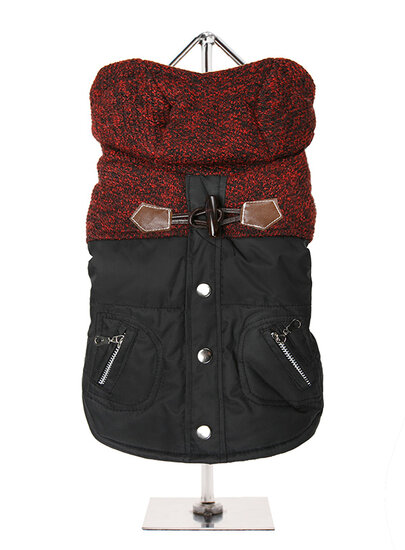 Urban Pup UrbanPup Cheviot Tweed Trimmed Parka Red/Black L 35 cm