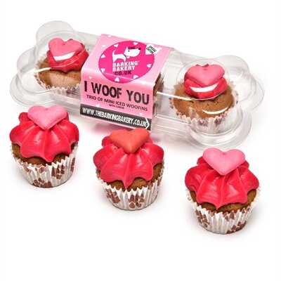 The Barkin Bakery I Woof You Valentine Mini Iced Woofins Trio