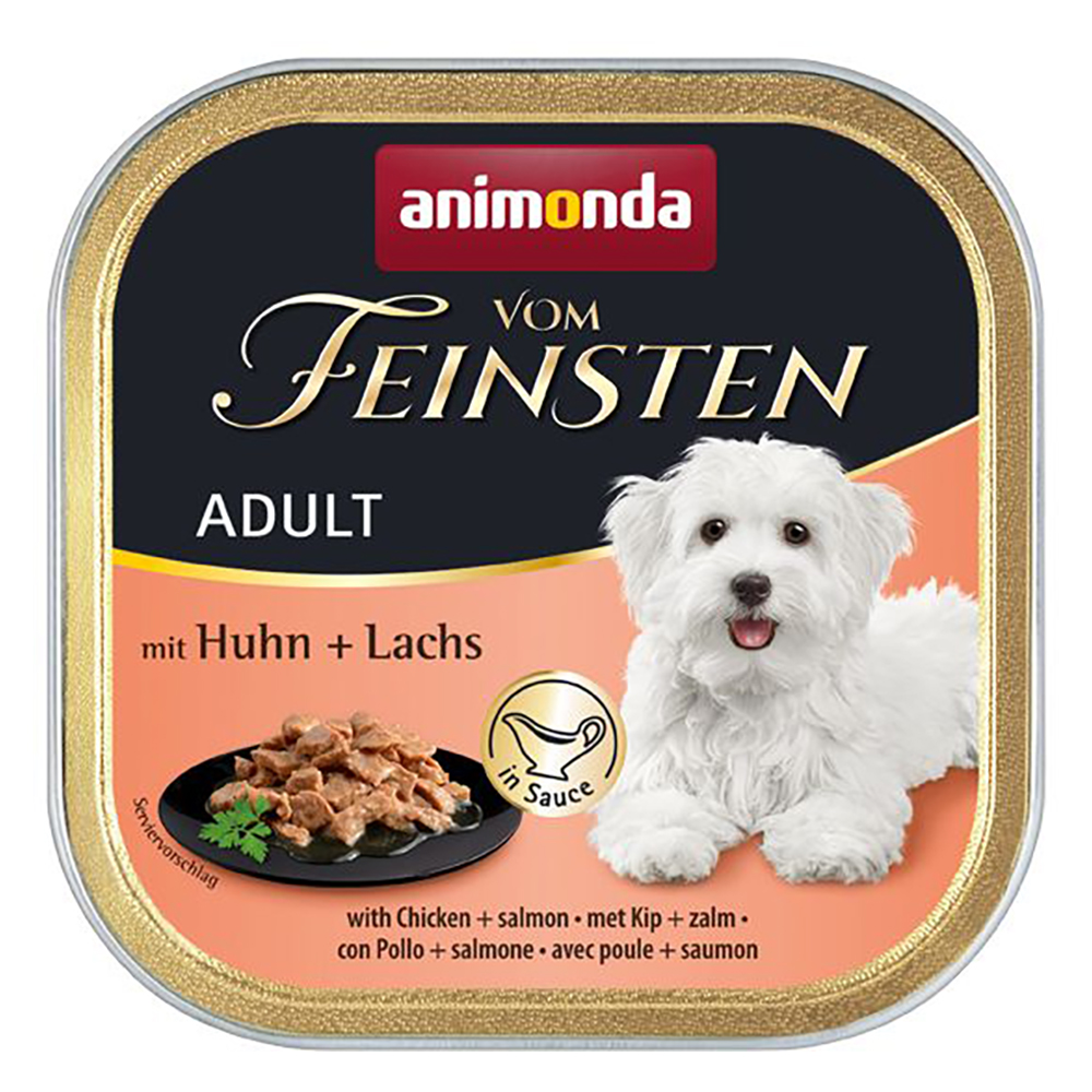 Animonda Vom Feinsten 22x150g met kip & zalm in saus  Adult natvoer voor honden