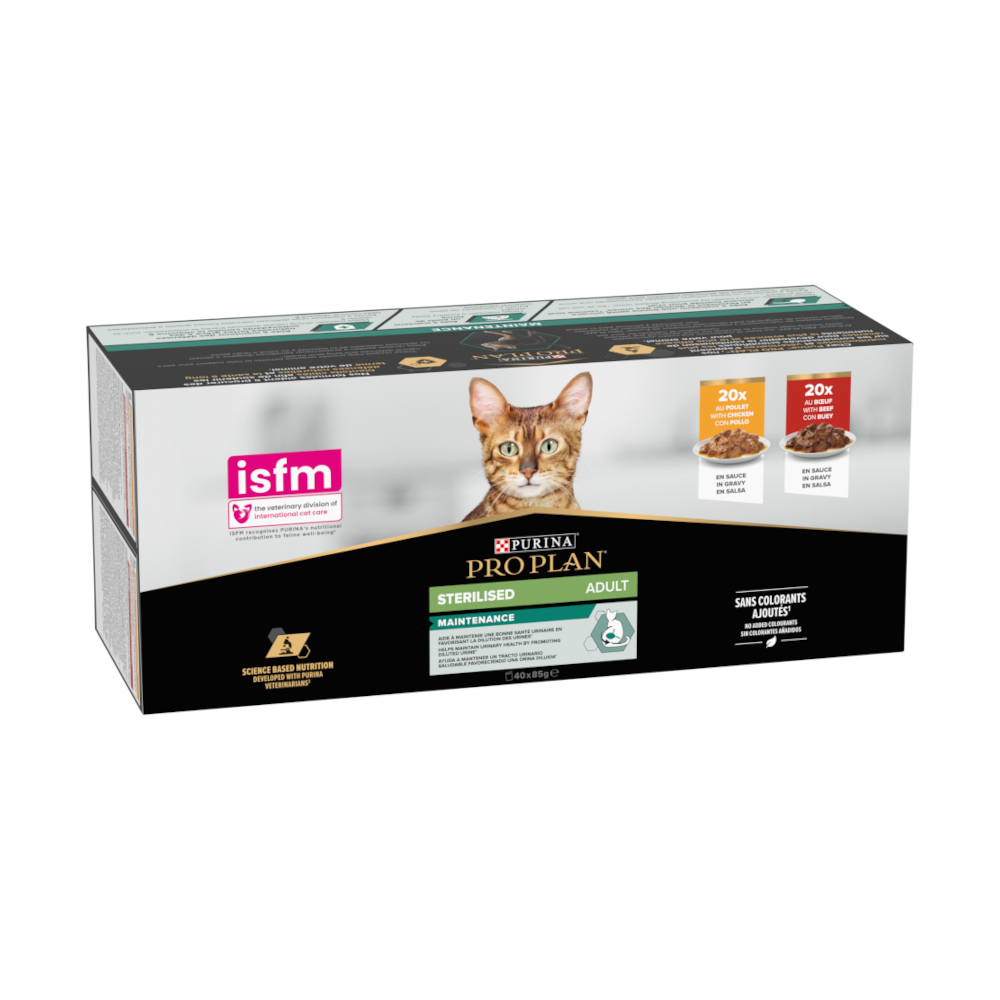 Pro Plan 40x85g PURINA  Gesteriliseerd Adult Rund & Kip natvoer voor katten