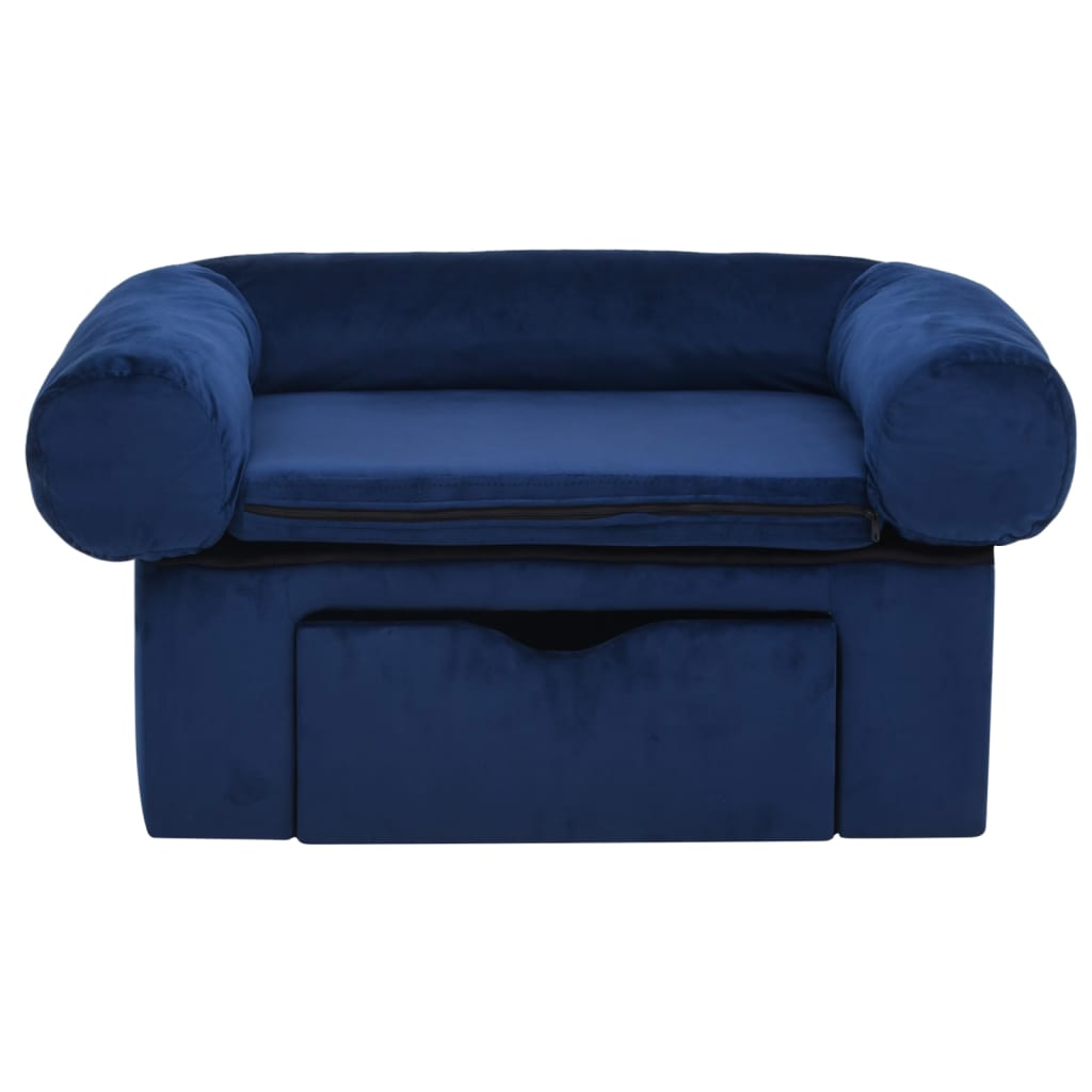 vidaXL Hondenbank met lade 75x50x38 cm pluche blauw