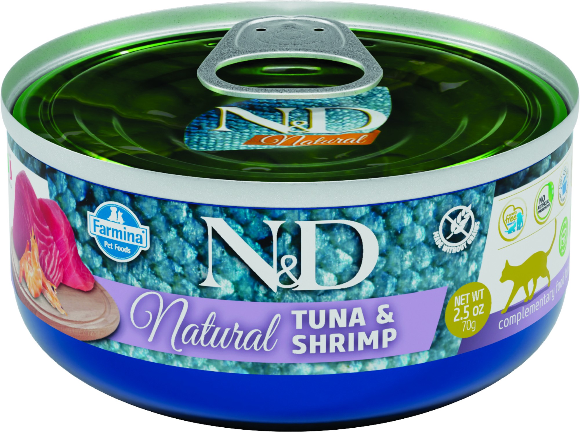 N&D Natural natvoeding voor de kat Tonijn met Garnaal 70 gr. - per 30 stuks