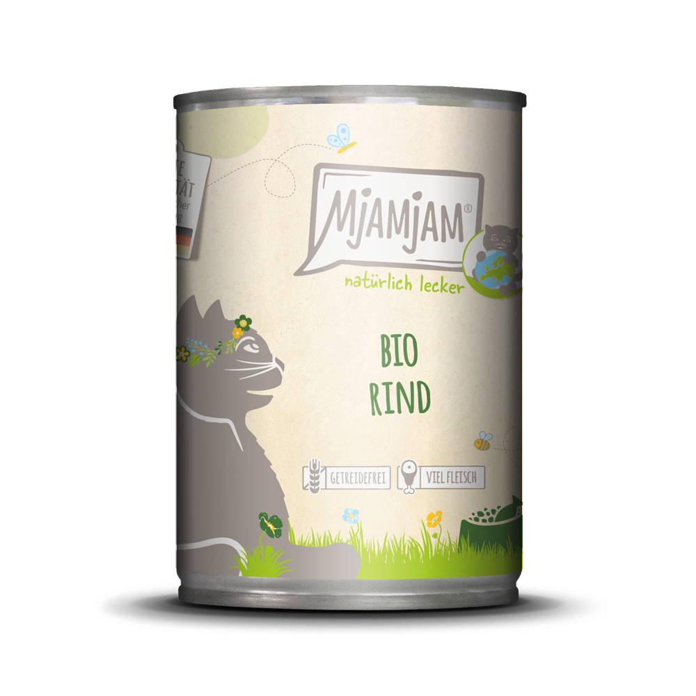 MjAMjAM 6x 400g MP  Natuurlijk Heerlijk Biologisch Rundvlees Nat Kattenvoer