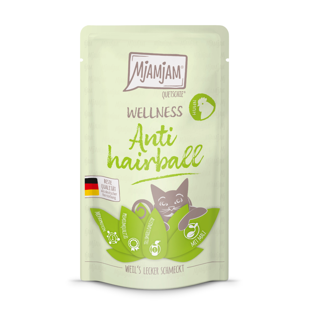 MjAMjAM 12x 125g  Wellness Anti Haarbal - Kip natvoer voor katten