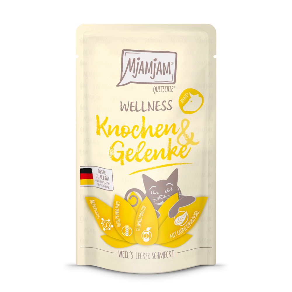 MjAMjAM 12x 125g  Wellness Botten & Gewrichten - Rund nat kattenvoer