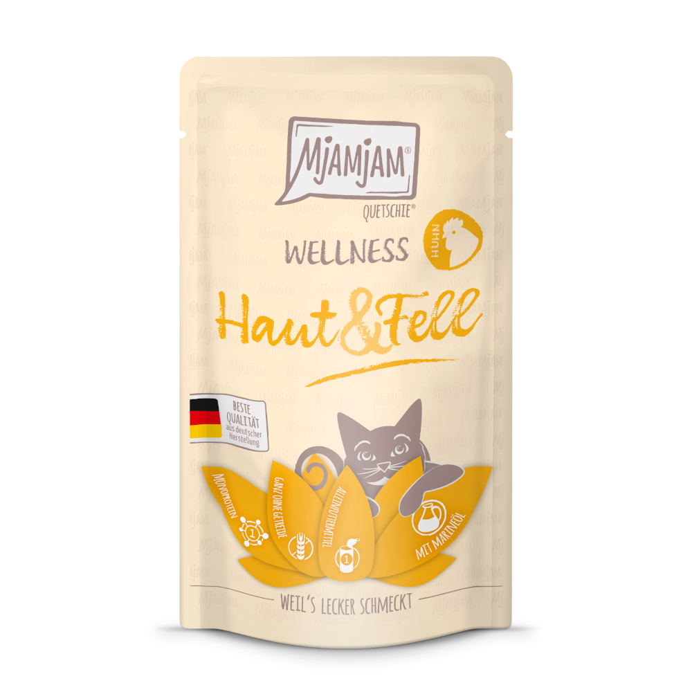 MjAMjAM 12x 125g  Wellness Huid & Bont - Kip natvoer voor katten