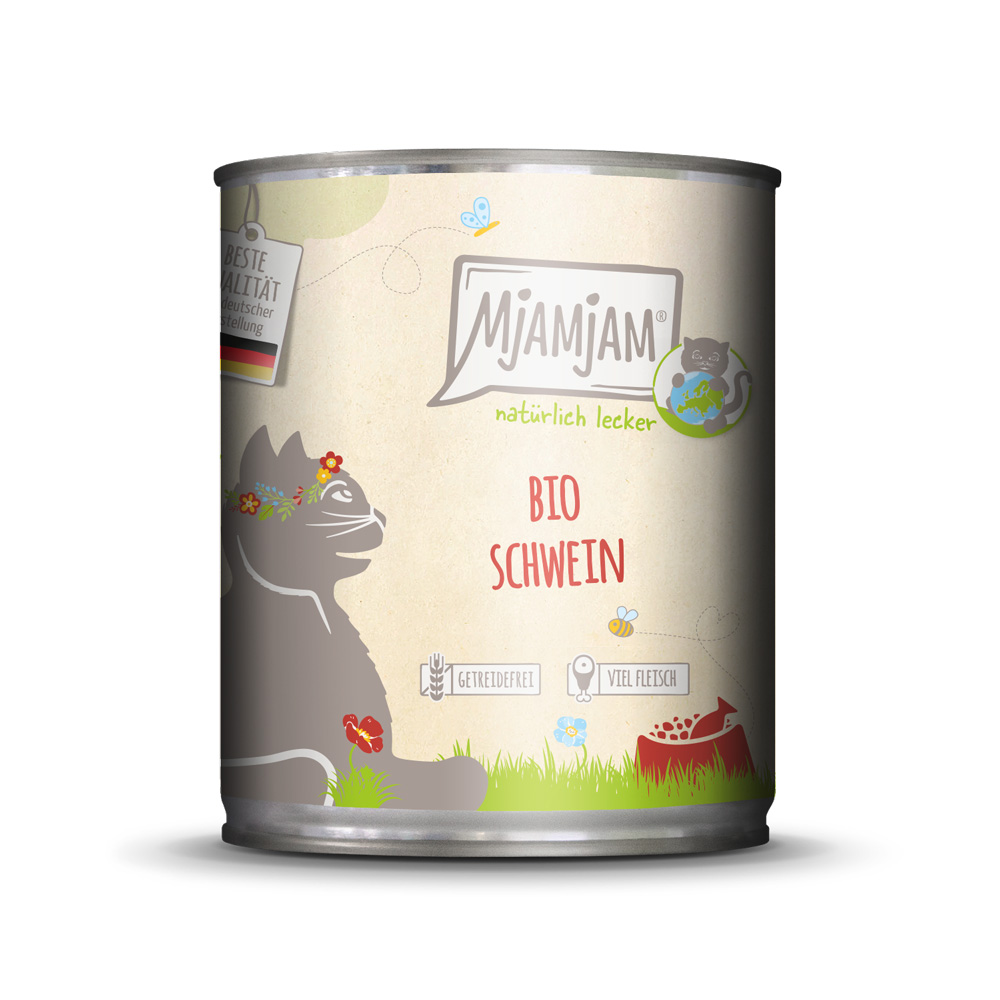 MjAMjAM 6x 800g MP  Natuurlijk Lekker BIO Varken Kattenvoer nat