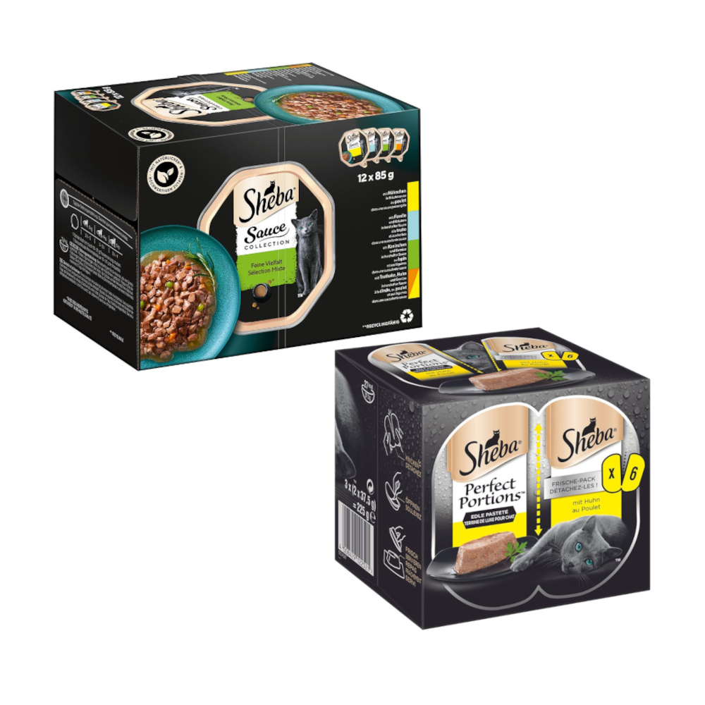 Sheba 48x85g Sauce Collection + 48x37,5g Paté met Kip  Kattenvoer