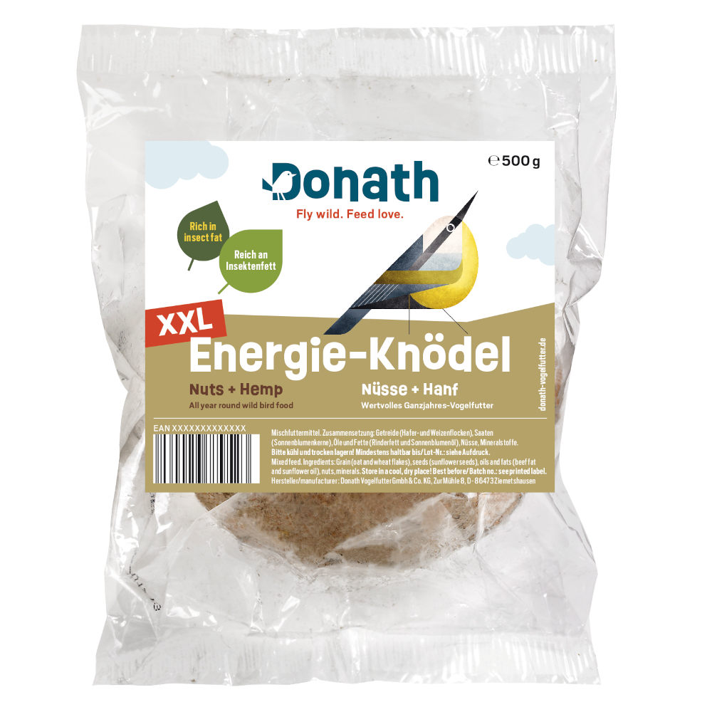 Donath 500g  Energy Dumpling XXL Noten & Hennep zonder net Vogelvoer