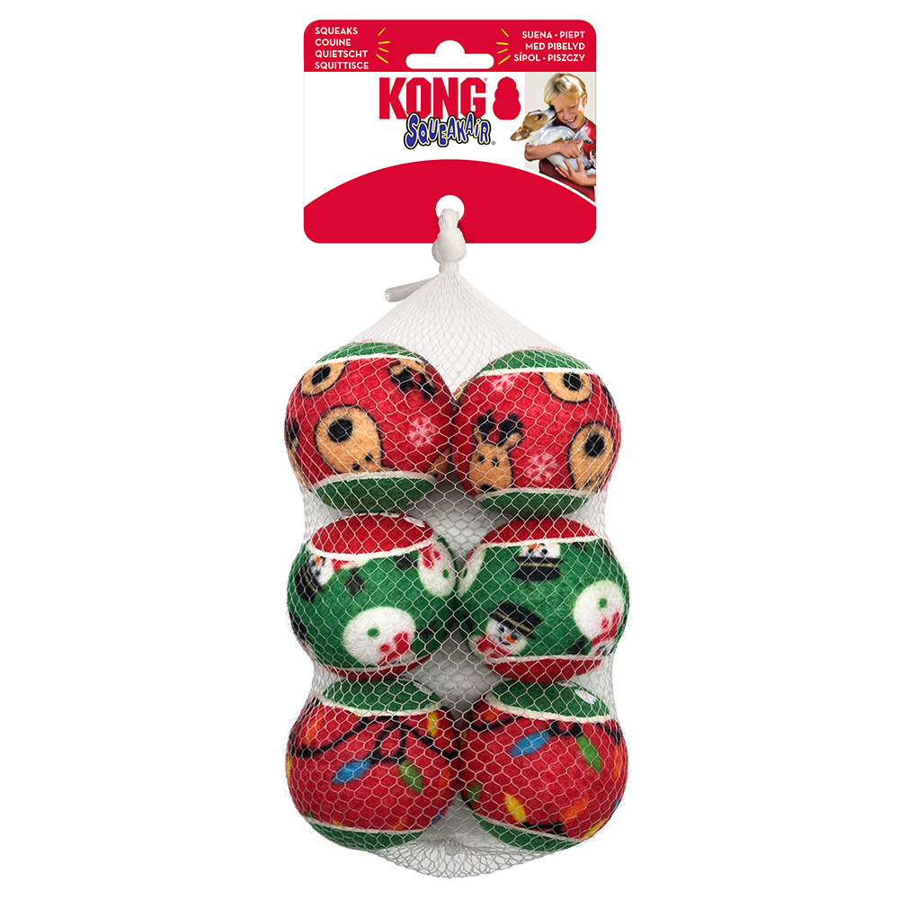 Kong Holiday SqueakAir Ballen Set van 6 Maat S: ca.Ø5cm hond