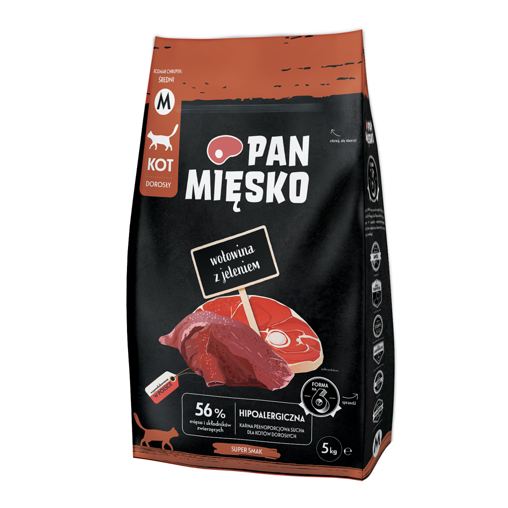 PAN MIĘSKO 5kg Pan Mięsko Kat Rund met Herten medium droogvoer voor katten