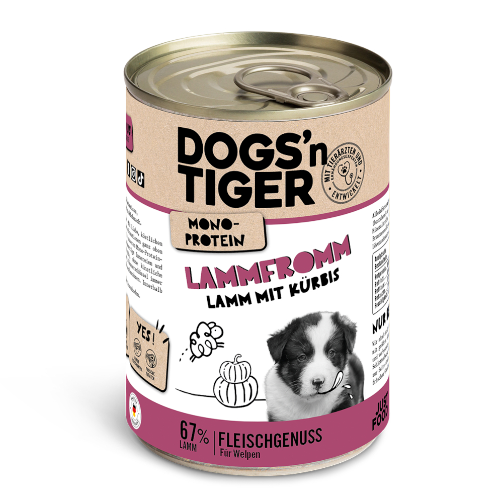 Dogs'n Tiger Junior 6 x 400 g - Lam & pompoen