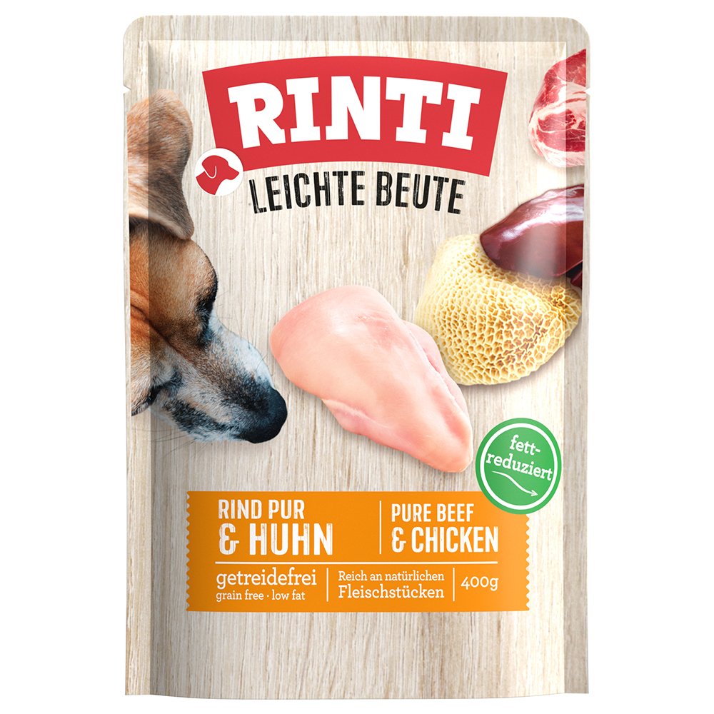 Rinti 10x400g  Lichte prooi Puur Rund & Kip natvoer voor honden