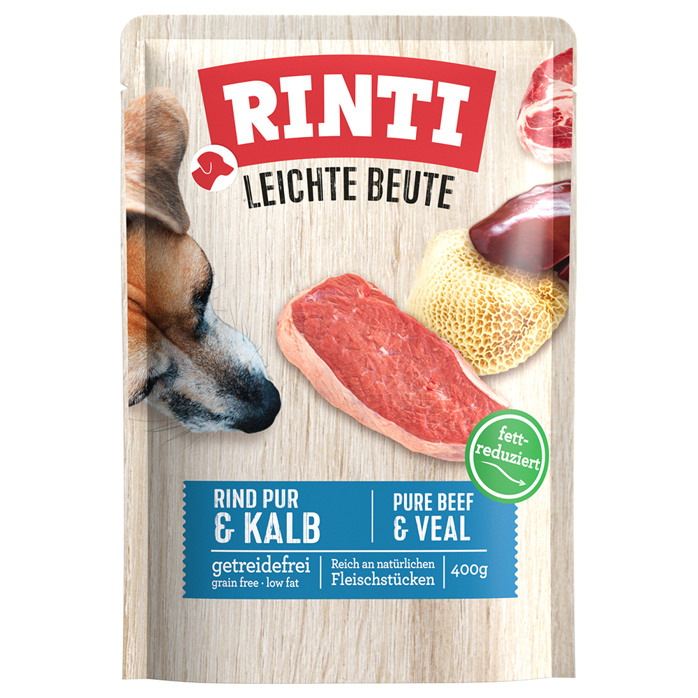 Rinti 10x400g  Lichte prooi puur rund & kalfs natvoer voor honden