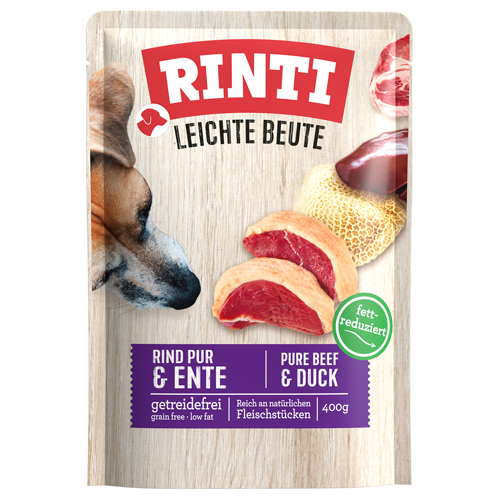 Rinti 10x400g  Lichte prooi puur rund & eend natvoer voor honden