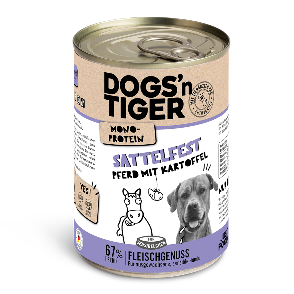 Dogs'n Tiger Adult 6 x 400 g - Paard & Aardappel