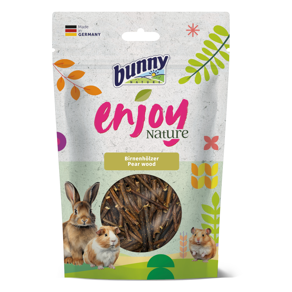 BunnyNature 100g Bunny Nibble Fun Pear Wood Snacks voor kleine dieren