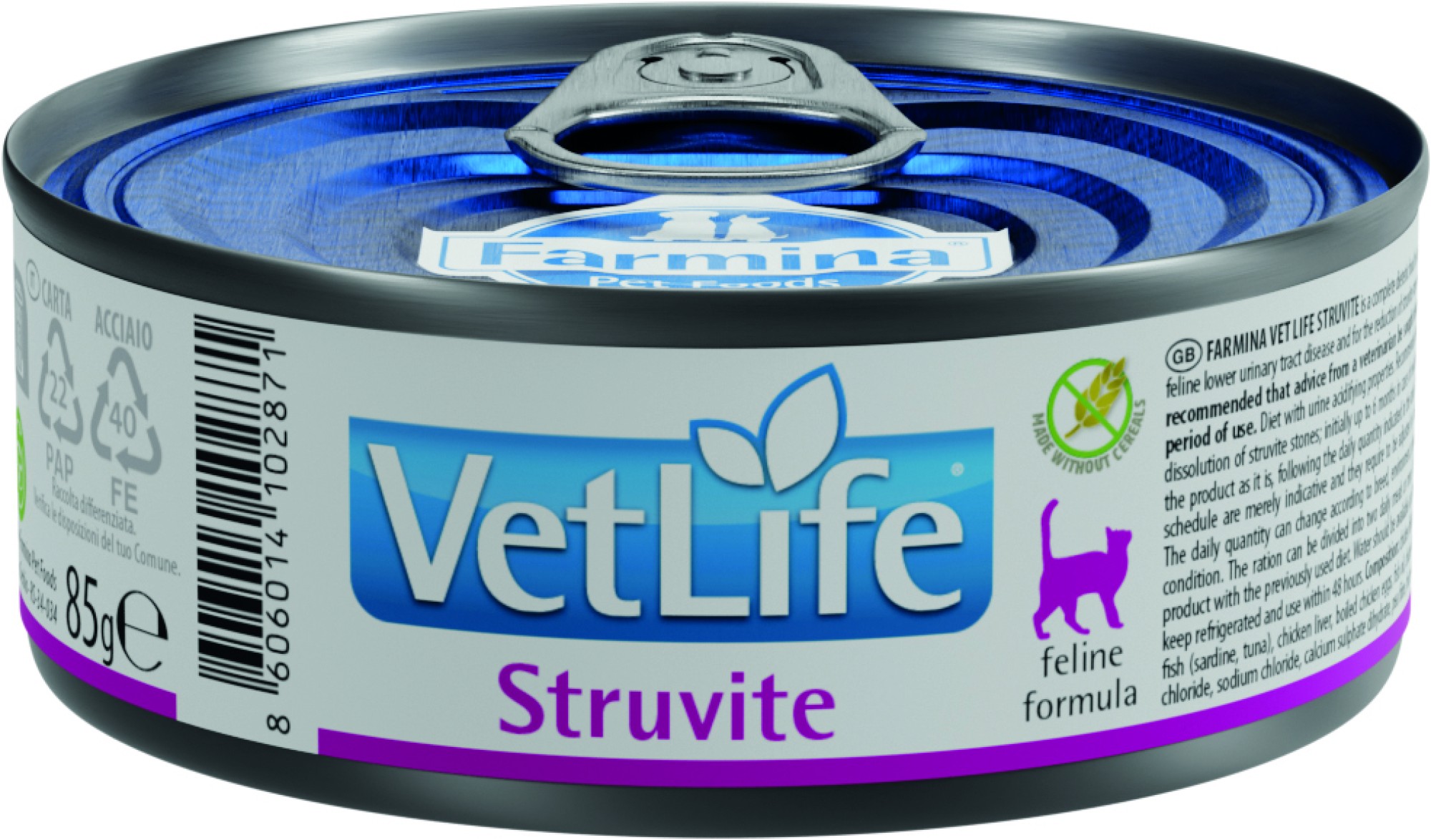 VET LIFE natvoeding voor de kat Struvite 85 gr. - per 12 stuks