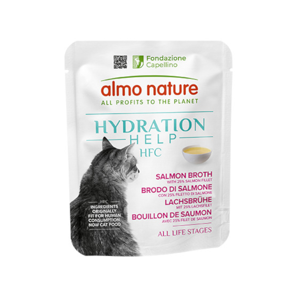 Almo Nature HFC 6x50g  Hydration Help zalmbouillon met zalmfilet nat kattenvoer