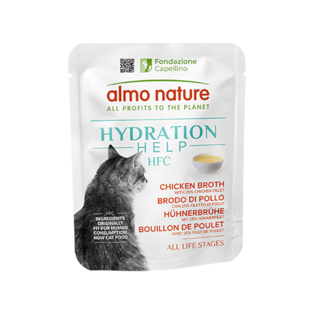 Almo Nature HFC 6x50g  Hydration Help kippenbouillon met kipfilet natvoer voor katten