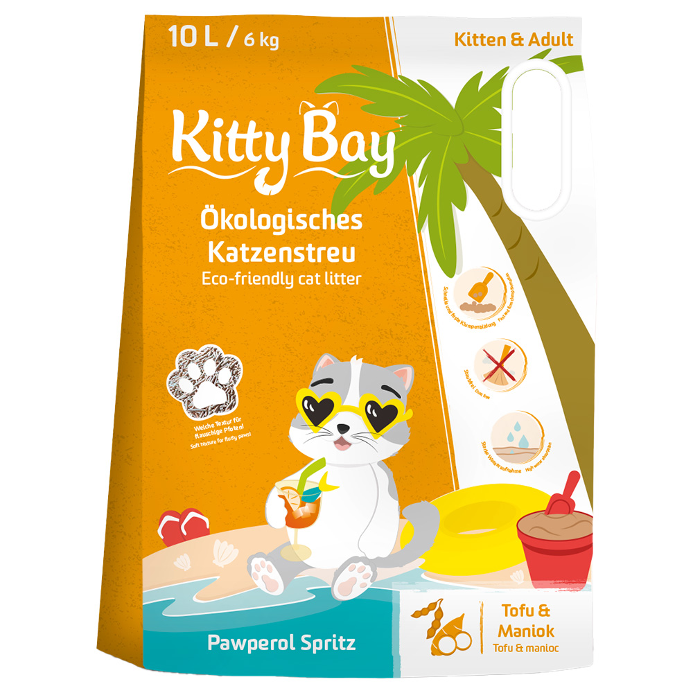 Kitty Bay 10L KittyBay Pawperol Spritz Tofu en Cassave kattenbakvulling