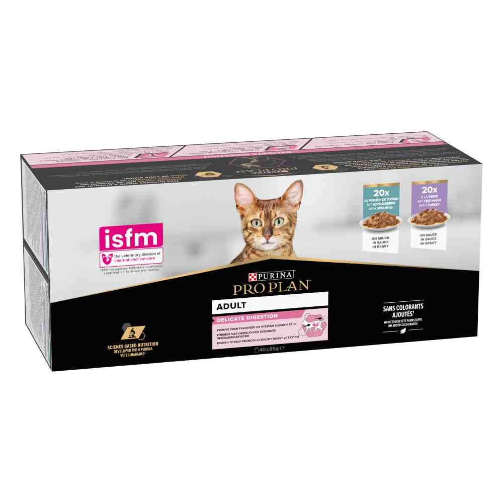 Pro Plan 40x85g Zeevis & Kalkoen PURINA  Delicate Adult natvoer voor katten