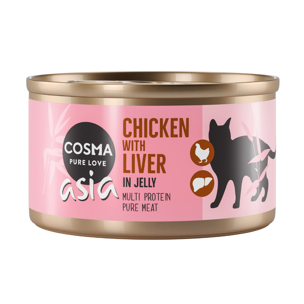 Cosma 6x85g Thai / Asia in Gelei Kip met Kippenlever  Kattenvoer