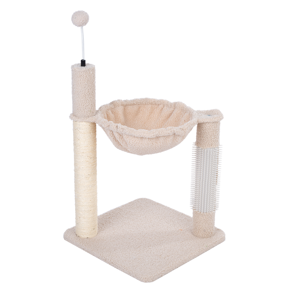 TIAKI Shearly krabpaal met hangmat beige kat