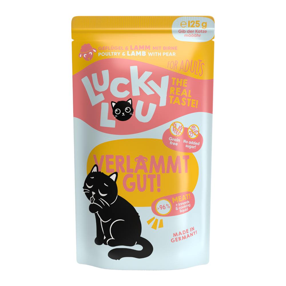 Lucky Lou 16x 125g  Adult Gevogelte & Lam  zwijn kattenvoer