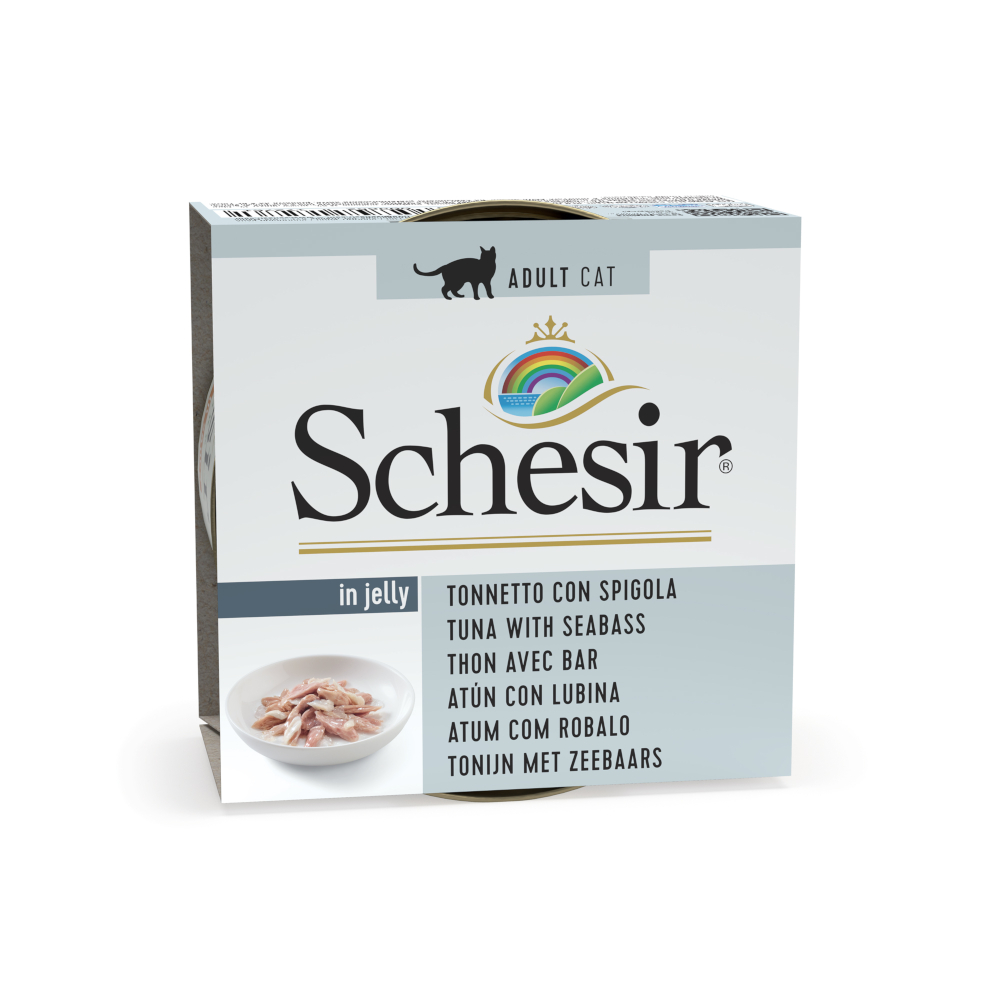 Schesir Tonijn in Gelei 6 x 85 g Kattenvoer - Tonijn met Zeebaars