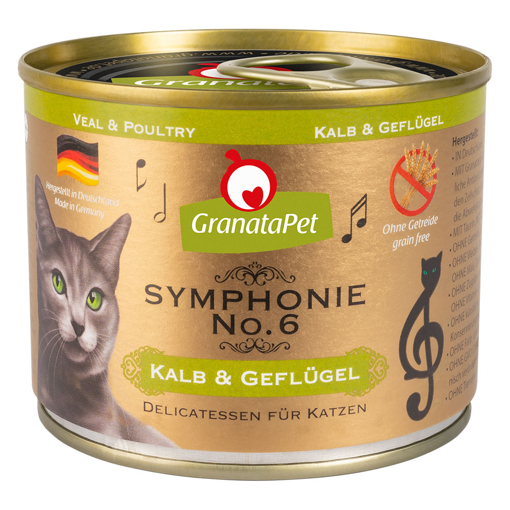 Granatapet 6x200g  Symfonie Kalf & Gevogelte Kattenvoer