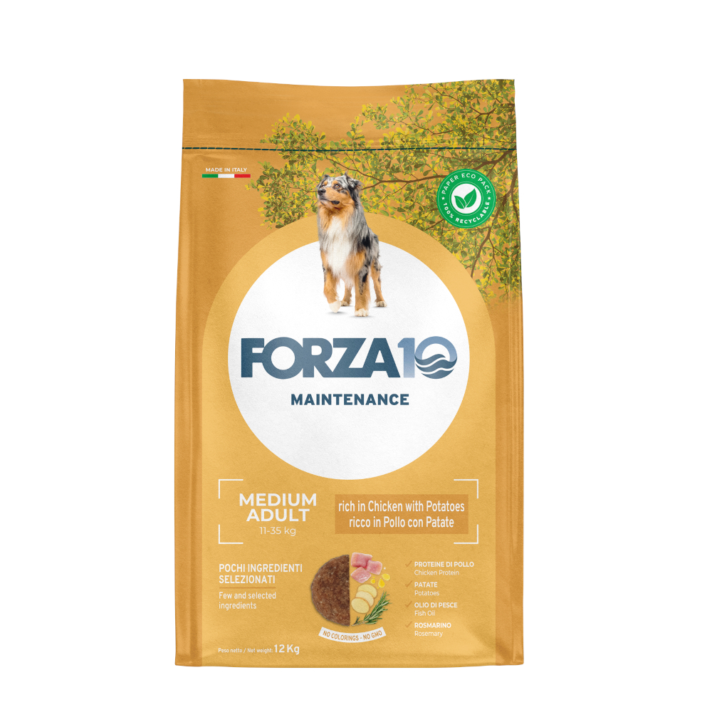 Forza10 Maintenance Dog 12kg Forza 10 Medium Maintenance kip & aardappelen Hondenvoer Droog