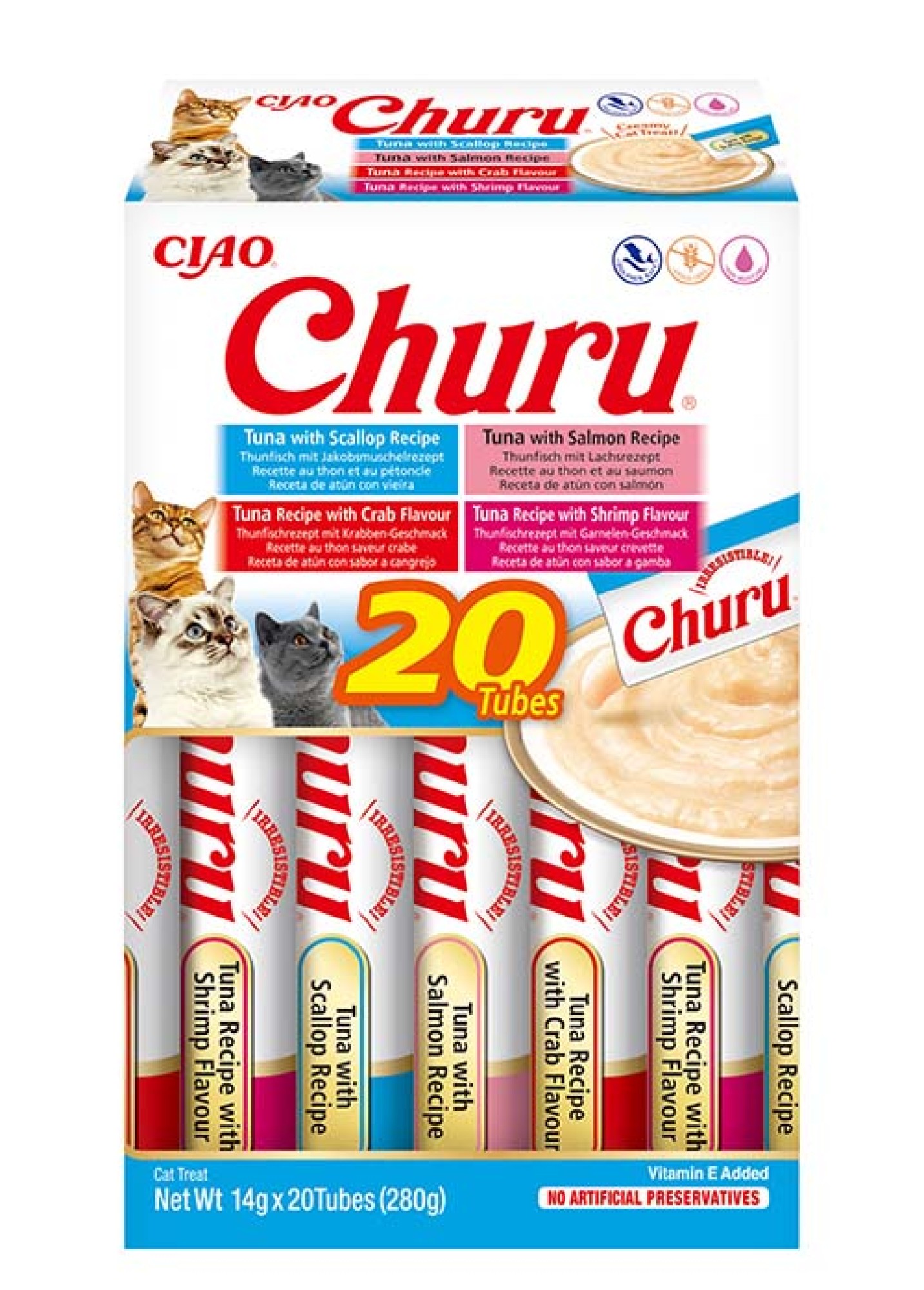 Inaba Churu kat Multipack Tonijn en Zeevruchten - 20 stuks