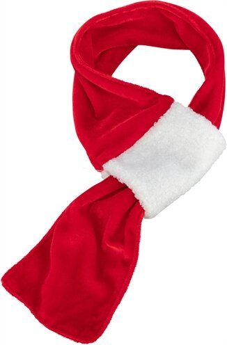 Trixie Xmas Sjaal Fluweellook Rood / Wit 90 CM