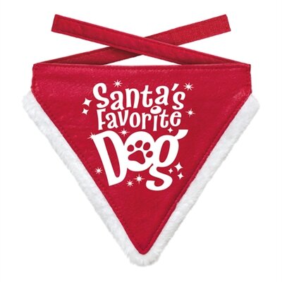 Plenty Gifts Kerst Bandana Santa's Favourite Dog Rood 16-20 CM 18,5X22,5 CM