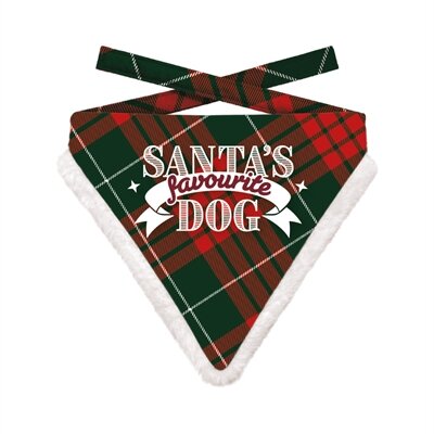 Plenty Gifts Kerst Bandana Santa's Favourite Dog Ruit Rood / Groen 18-22 CM 22X25 CM