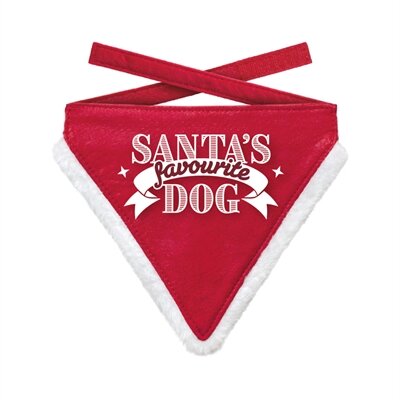 Plenty Gifts Kerst Bandana Santa's Favourite Dog Rood 18-22 CM 22X25 CM